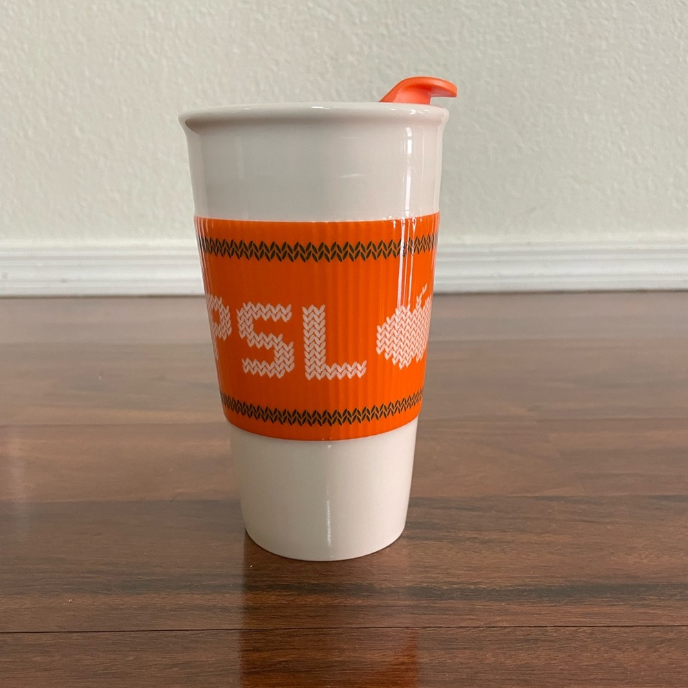 Starbucks 10oz Team PSL Pumpkin Spice Latte  Ceramic Travel Tumbler  w/Lid 2016